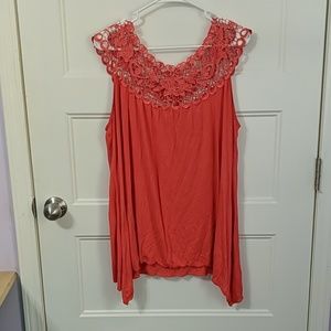 Woman's XL Forgotten Grace lace neck line top